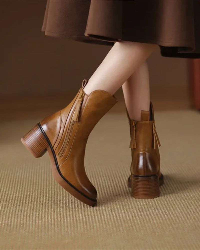 Anna™ | Eleganta ankelboots i läder