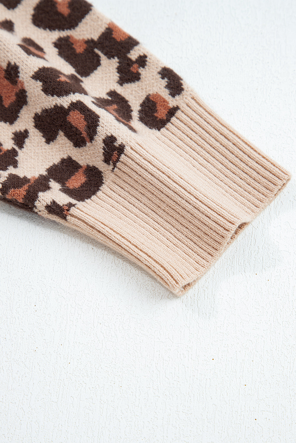 Zaluva™ | Khaki Leopradmönstrad Stickad Klänning