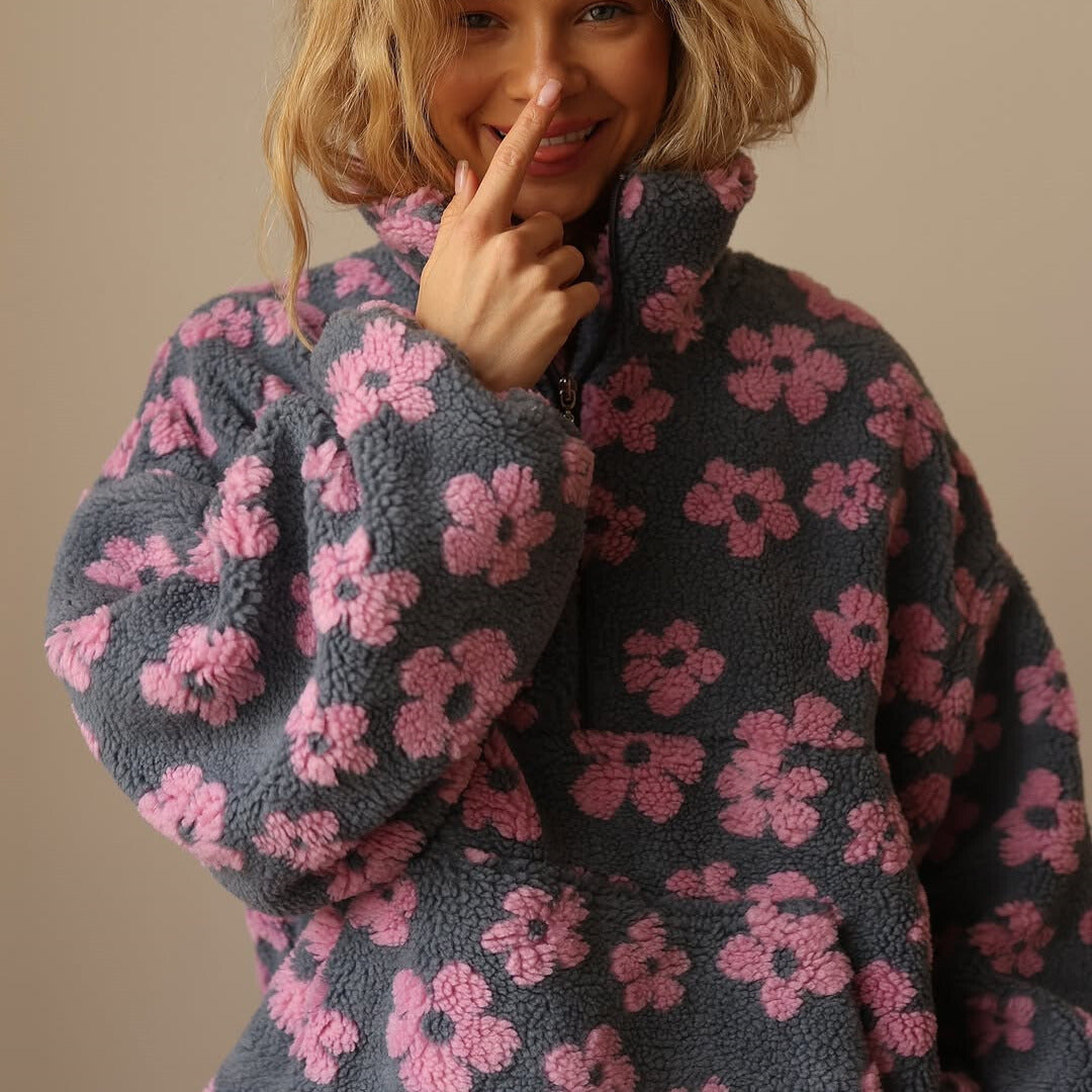Suzan™ | Sherpa med blommönster
