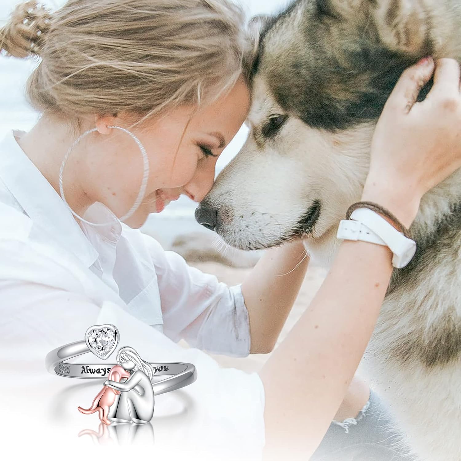 Zaluva™ | Ring med hundikon (Rose)