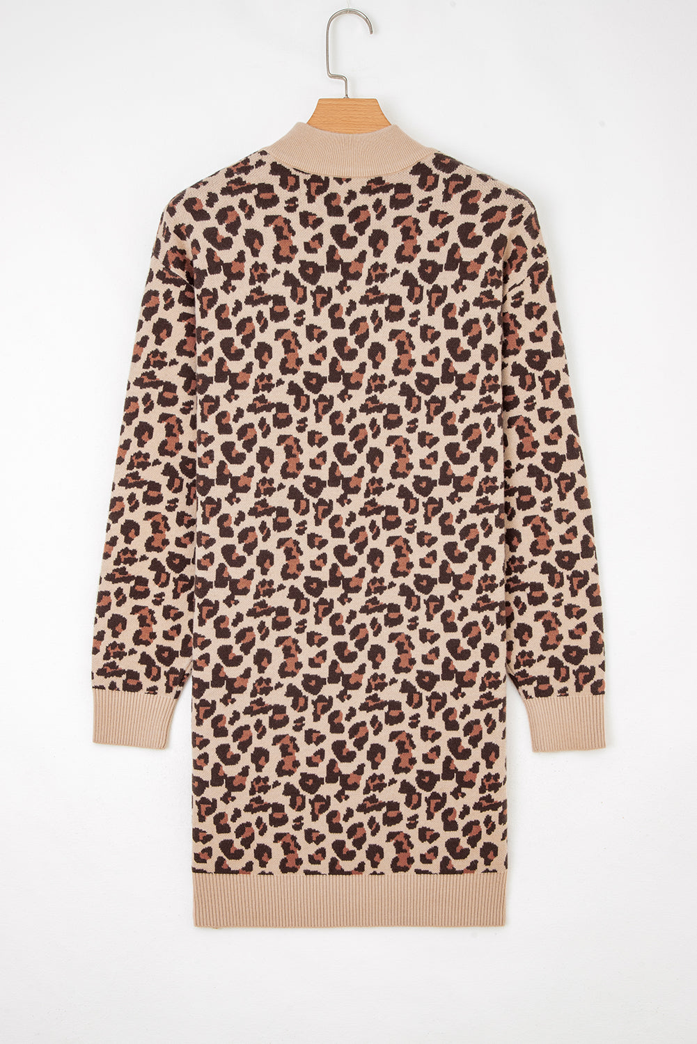 Zaluva™ | Khaki Leopradmönstrad Stickad Klänning