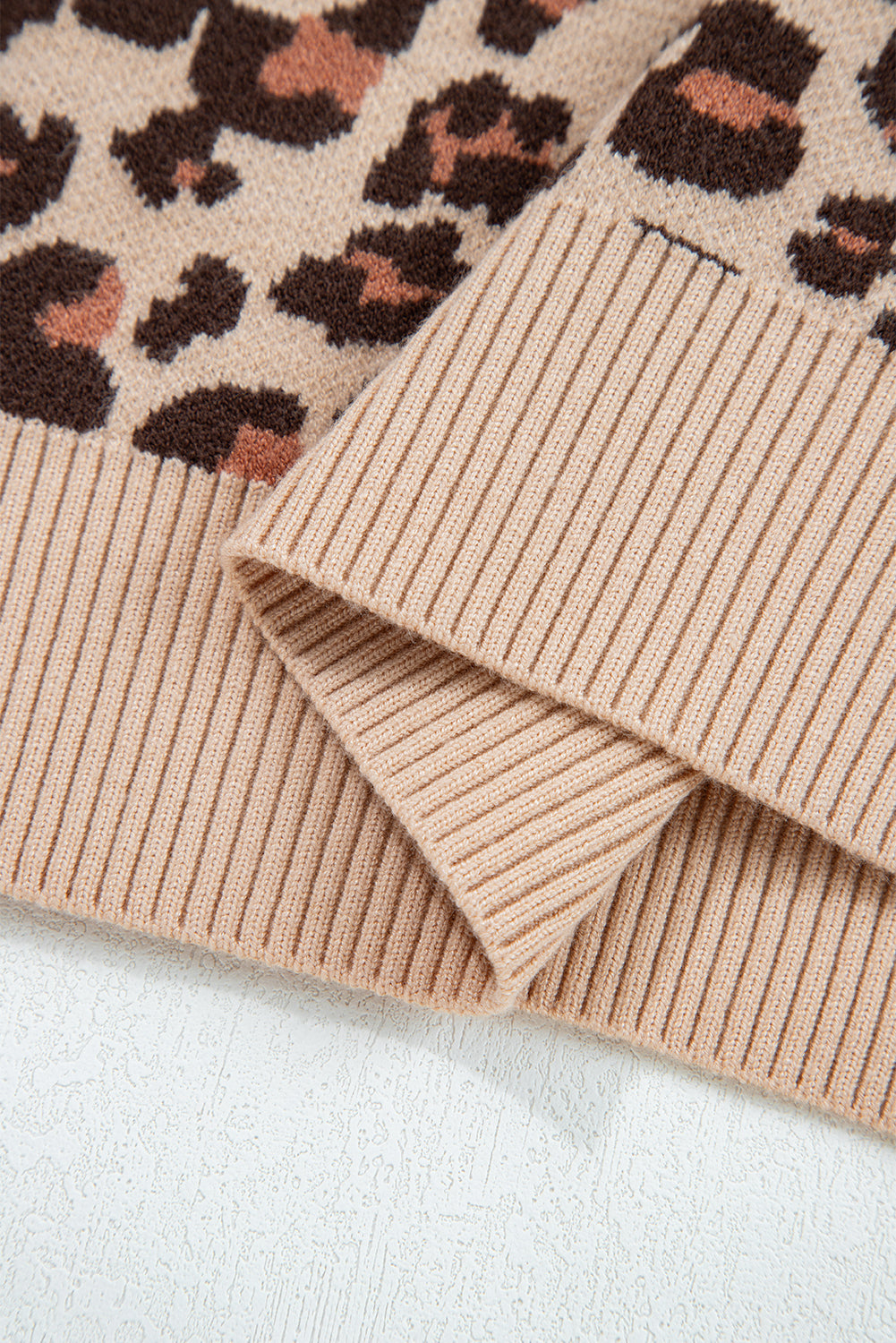 Zaluva™ | Khaki Leopradmönstrad Stickad Klänning