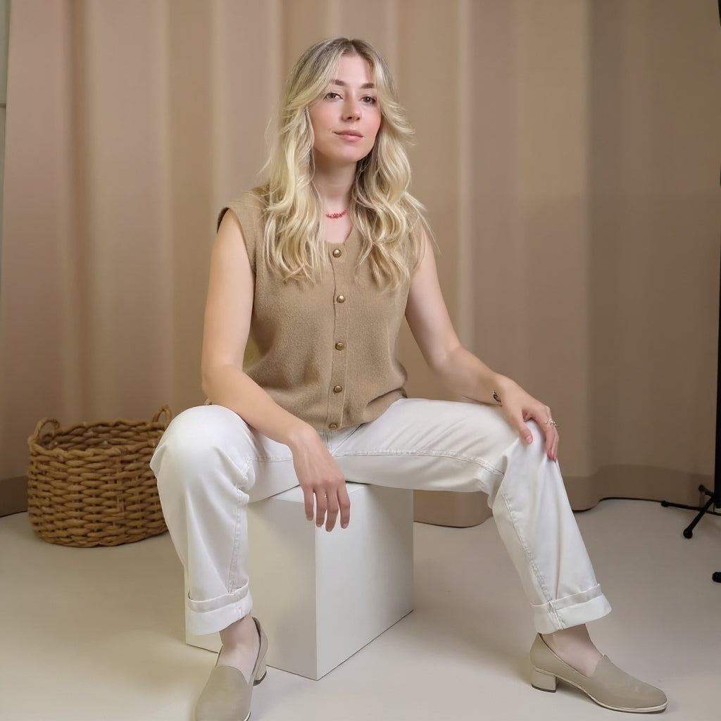 Isolde™ | Tidlös Stickad Väst med Knappar