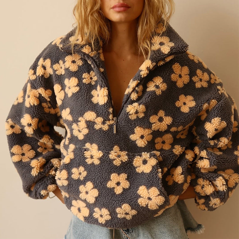 Suzan™ | Sherpa med blommönster