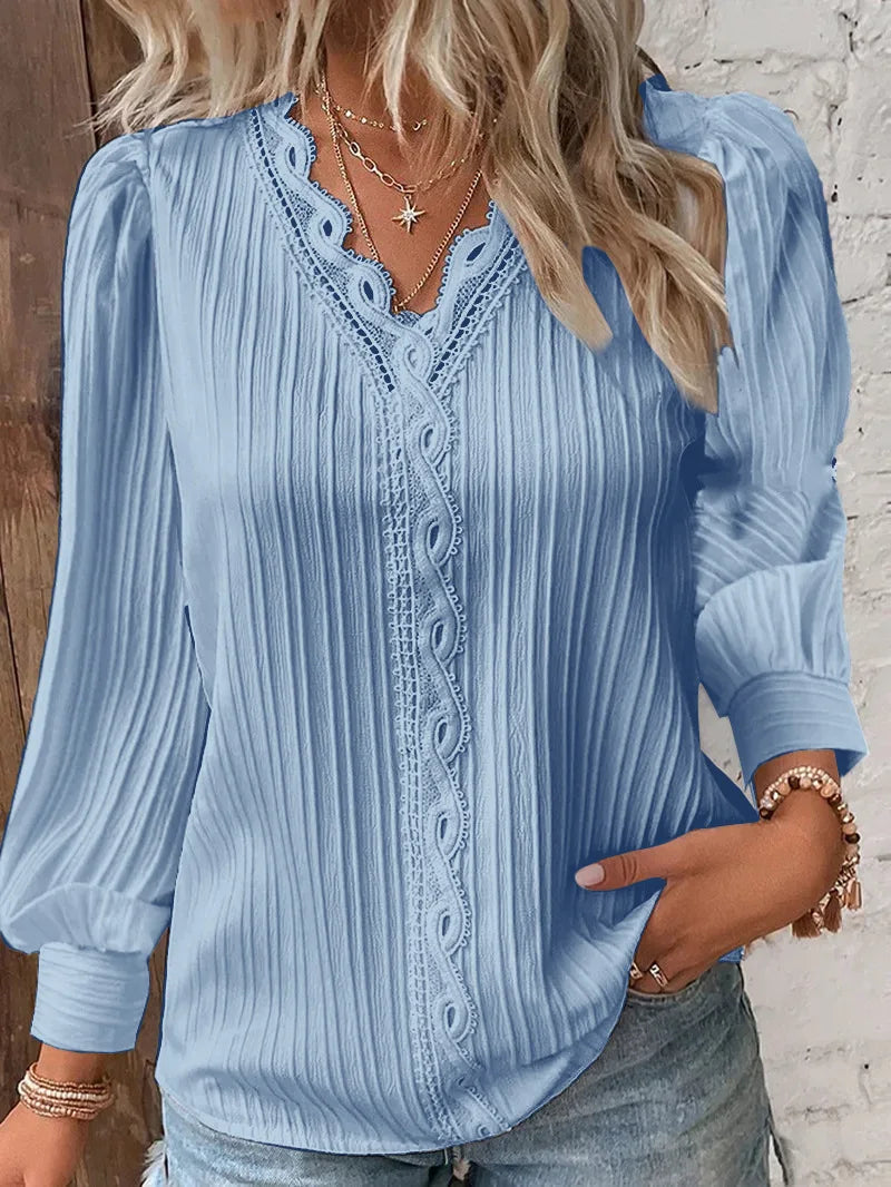 Zaluva™ | Selvie – Blus med spetskant och veck
