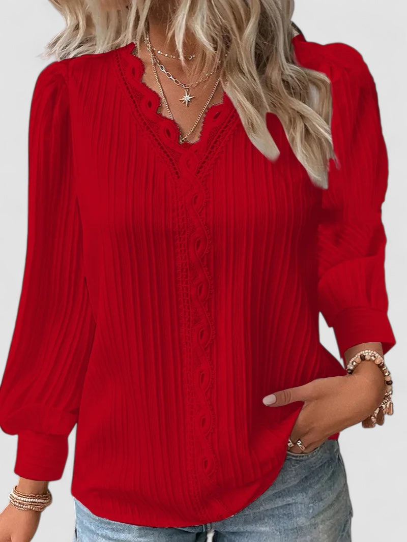 Zaluva™ | Selvie – Blus med spetskant och veck