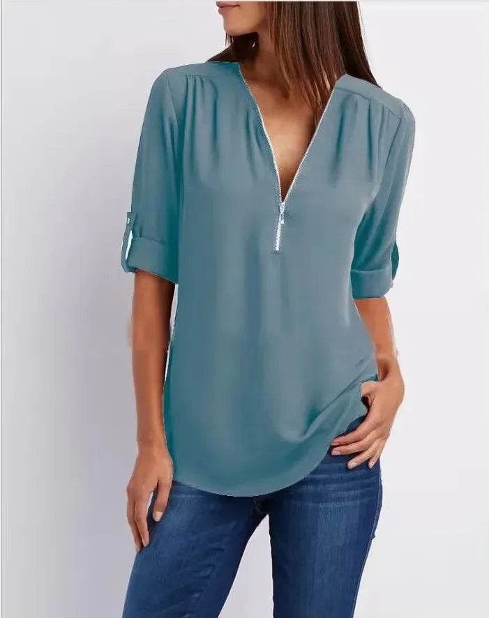 Zaluva™ | Ronja – Elegant topp med dragkedja