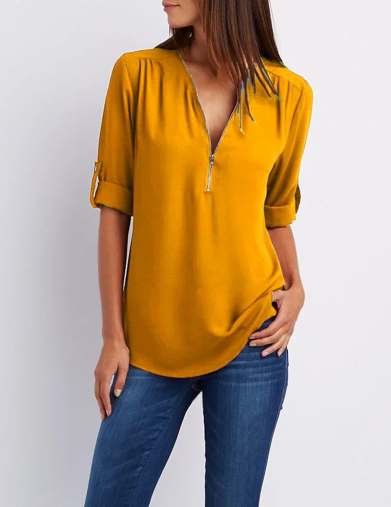 Zaluva™ | Ronja – Elegant topp med dragkedja