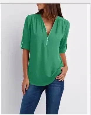 Zaluva™ | Ronja – Elegant topp med dragkedja