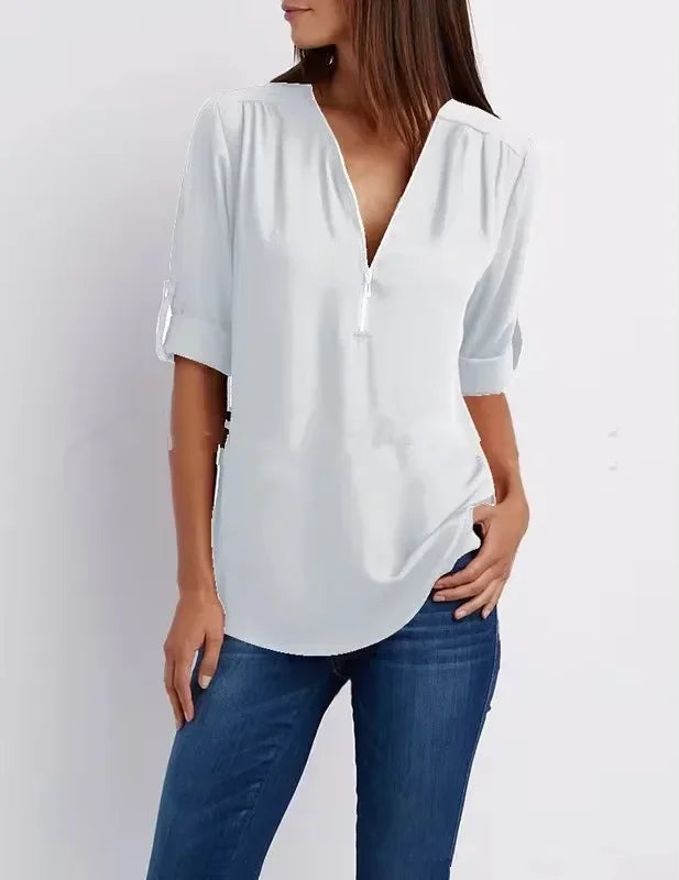 Zaluva™ | Ronja – Elegant topp med dragkedja