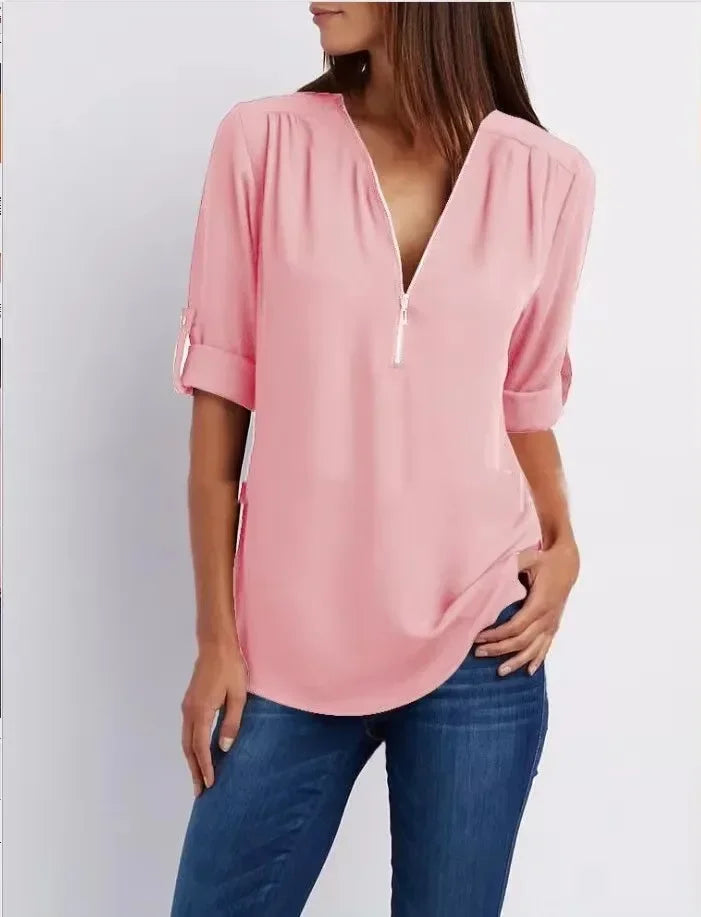 Zaluva™ | Ronja – Elegant topp med dragkedja