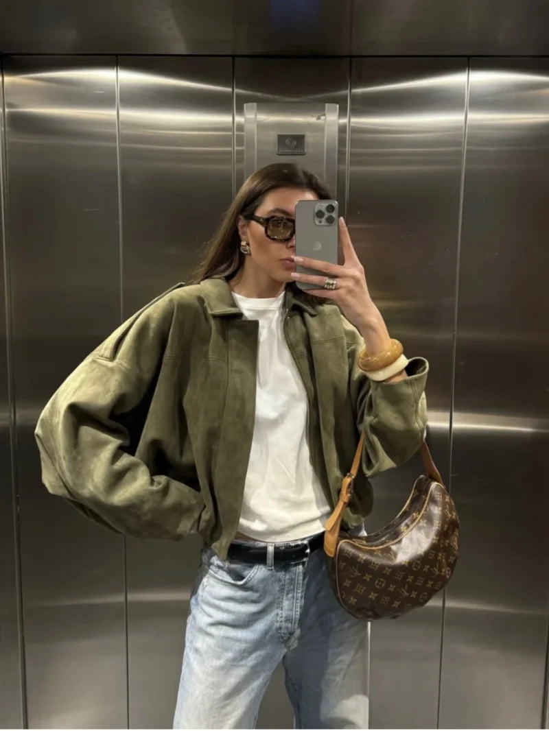 Amara™ – Premium höstjacka med mocka-look