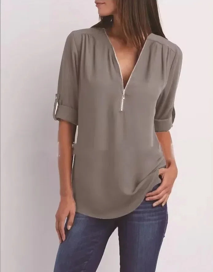 Zaluva™ | Ronja – Elegant topp med dragkedja