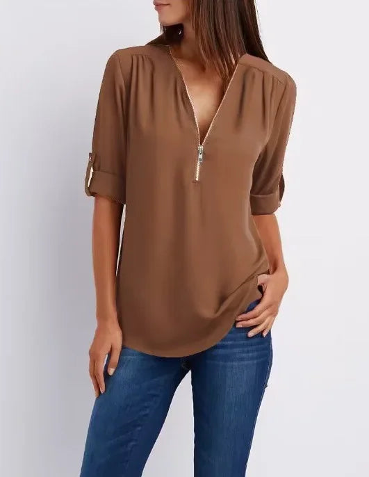 Zaluva™ | Ronja – Elegant topp med dragkedja