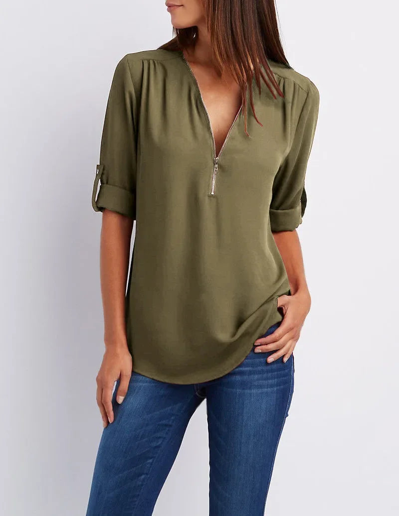 Zaluva™ | Ronja – Elegant topp med dragkedja