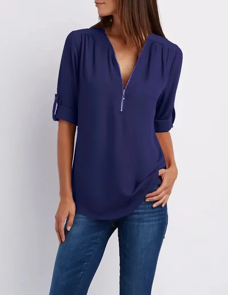 Zaluva™ | Ronja – Elegant topp med dragkedja