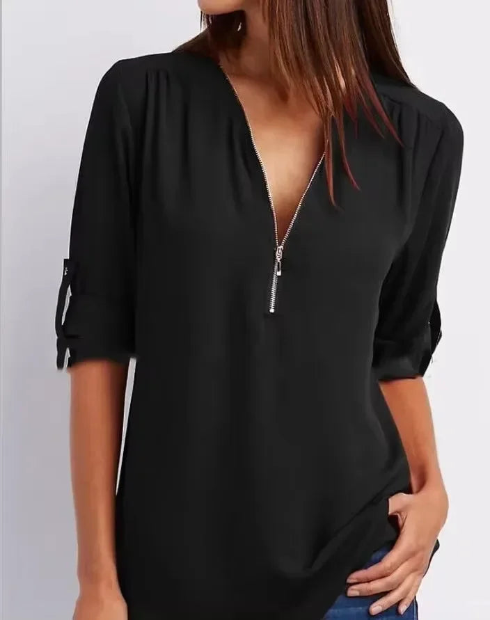 Zaluva™ | Ronja – Elegant topp med dragkedja