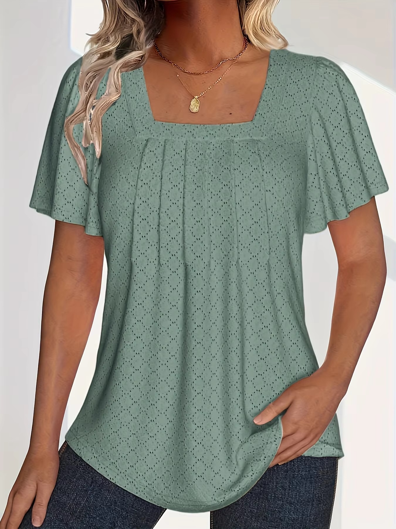 Zaluva™ | Mirelle – Blus med fyrkantig halsringning och textur