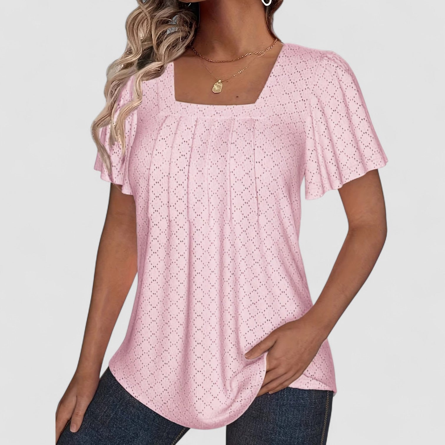 Zaluva™ | Mirelle – Blus med fyrkantig halsringning och textur