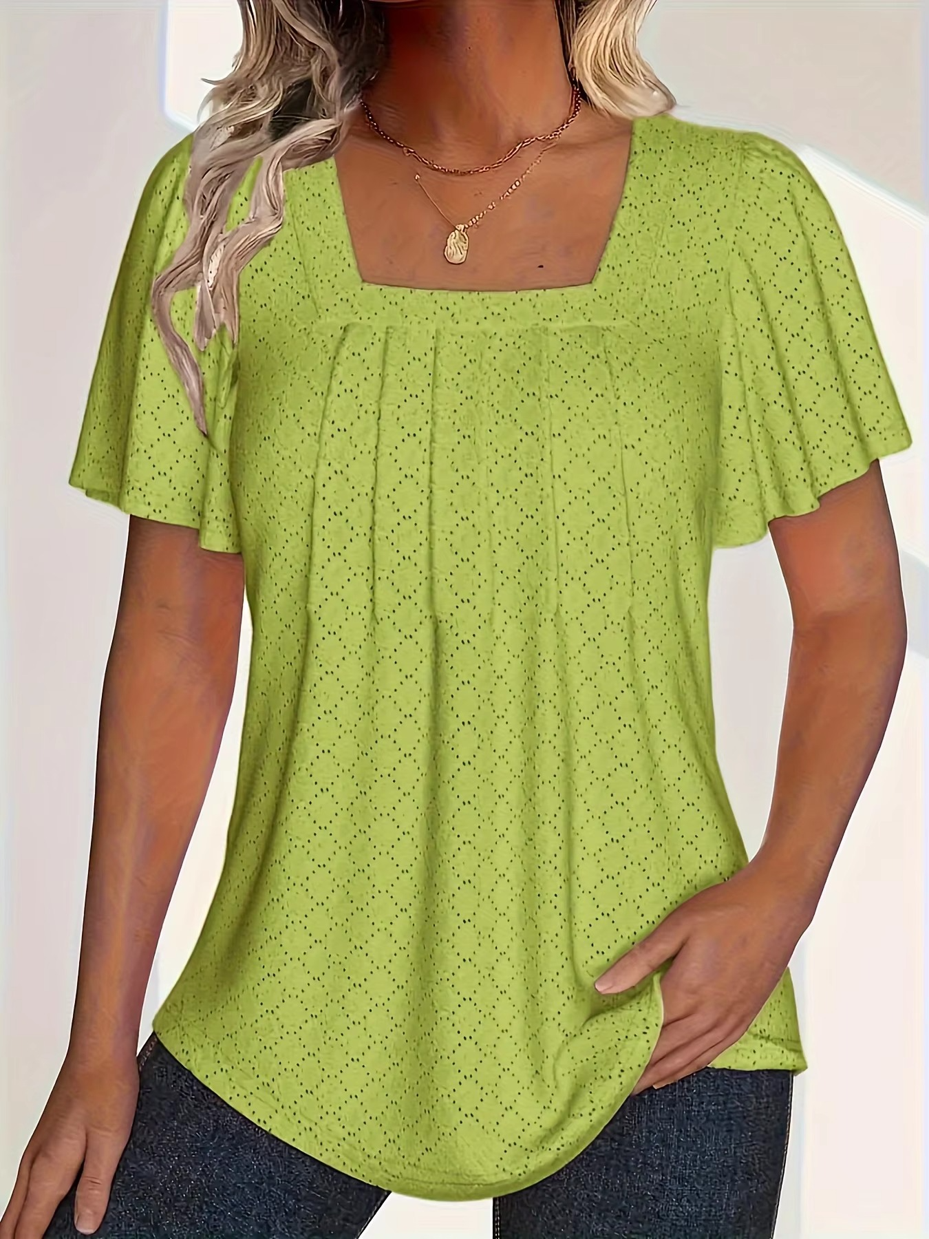 Zaluva™ | Mirelle – Blus med fyrkantig halsringning och textur