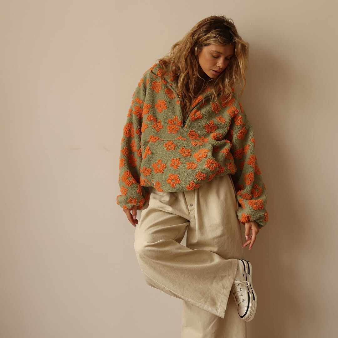 Suzan™ | Sherpa med blommönster