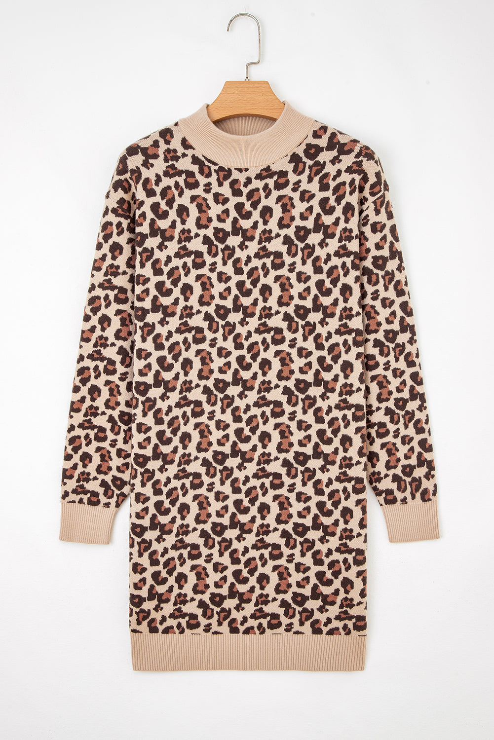 Zaluva™ | Khaki Leopradmönstrad Stickad Klänning