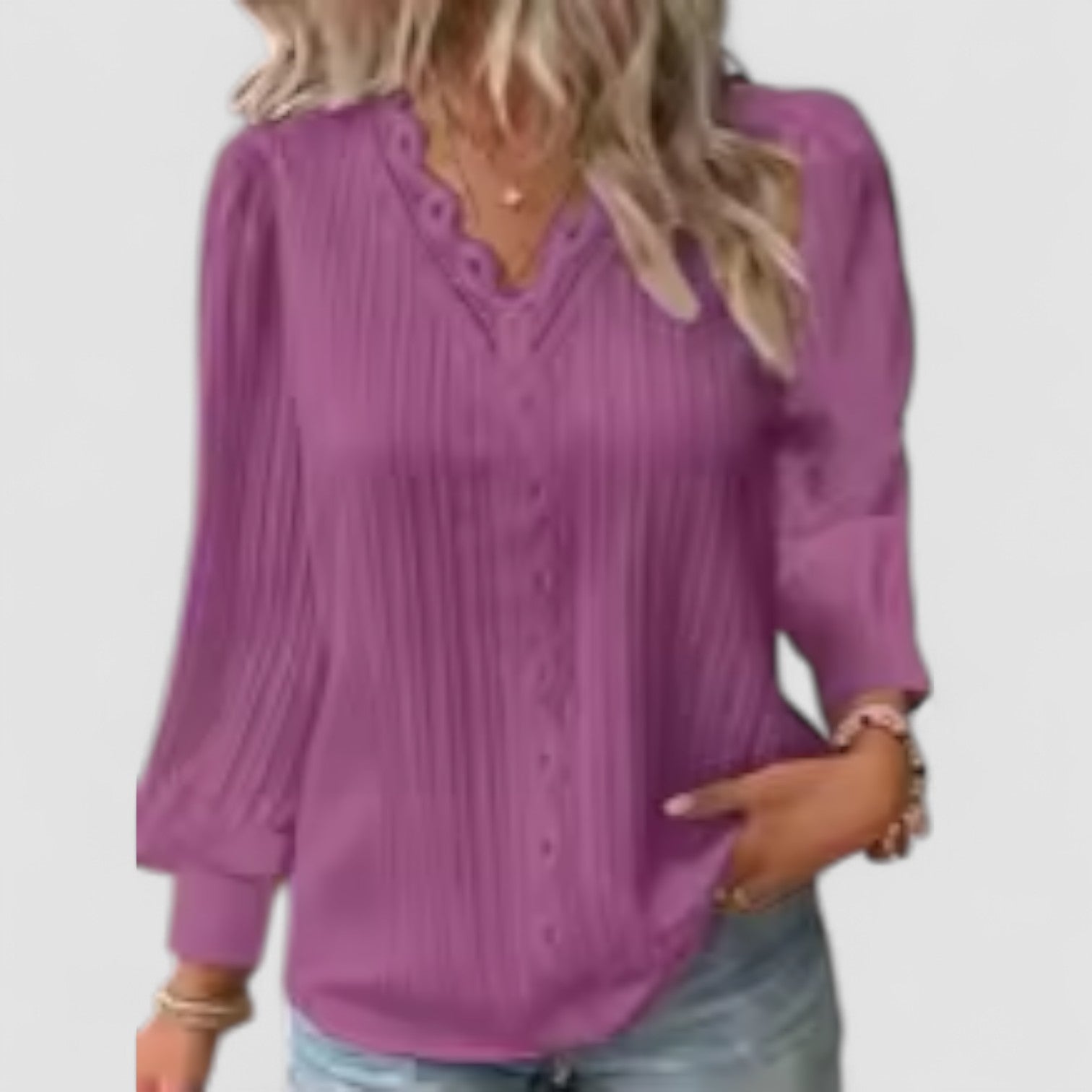 Zaluva™ | Selvie – Blus med spetskant och veck
