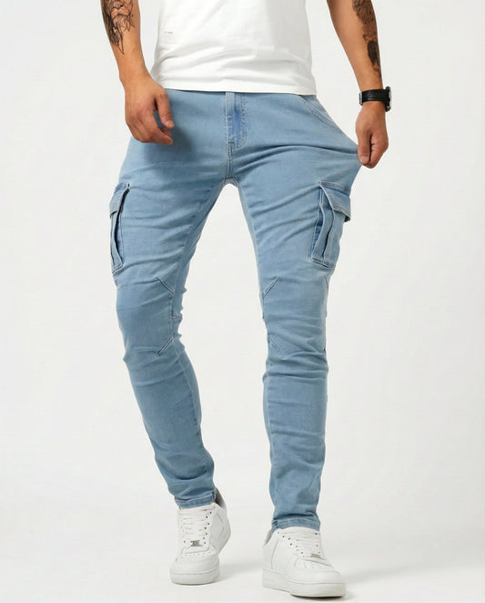Pantaloni Cargo Marino Elasticizzati