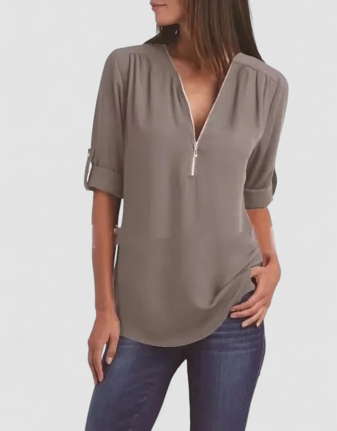 Zaluva™ | Ronja – Elegant topp med dragkedja
