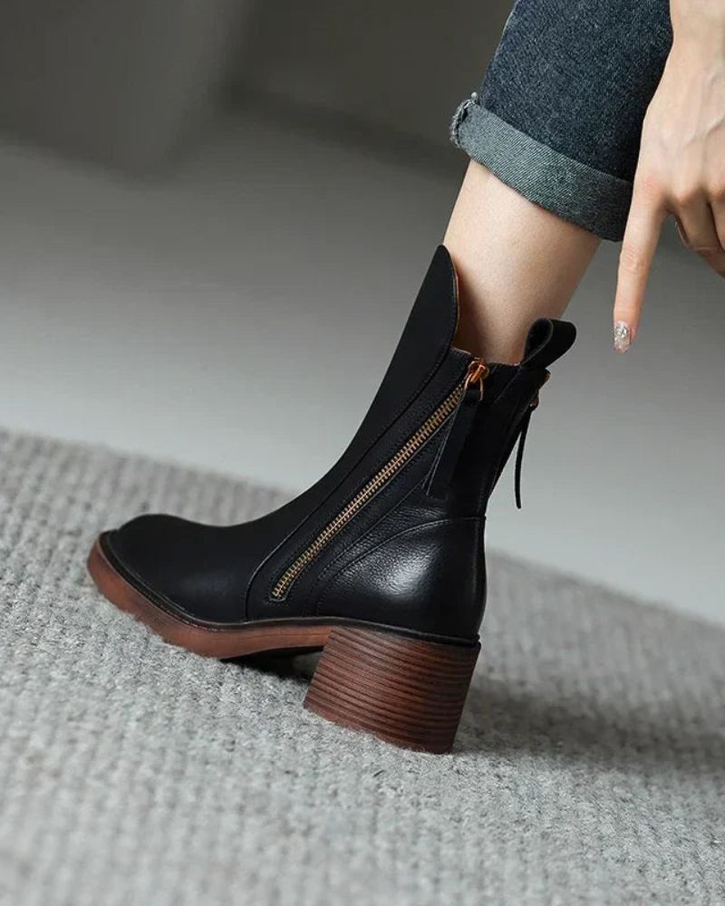 Anna™ | Eleganta ankelboots i läder