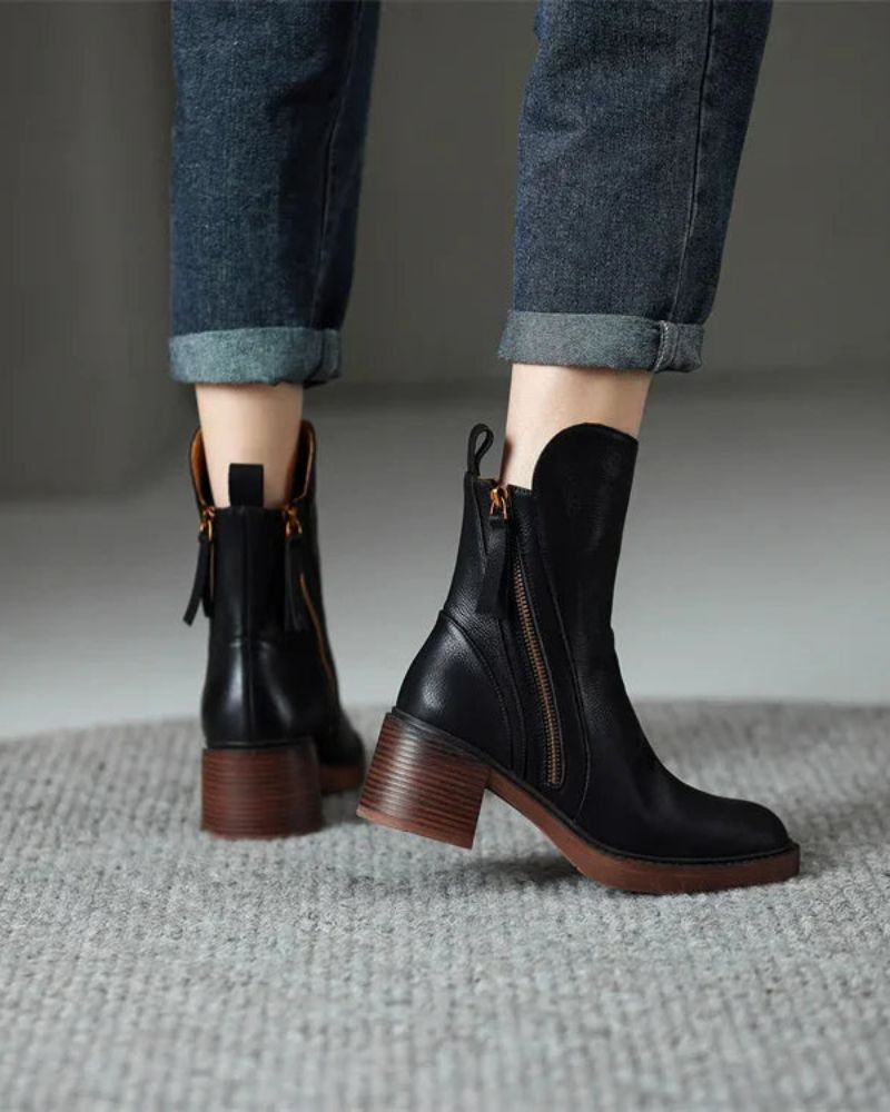 Anna™ | Eleganta ankelboots i läder