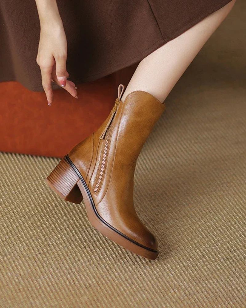 Anna™ | Eleganta ankelboots i läder
