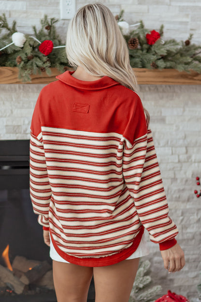 Elowen™ Striped V-Neck Long Sleeve Top