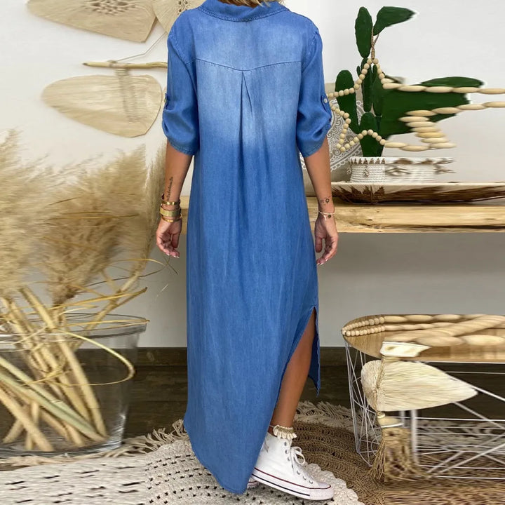 Lea™ | Lång klänning i denimstil