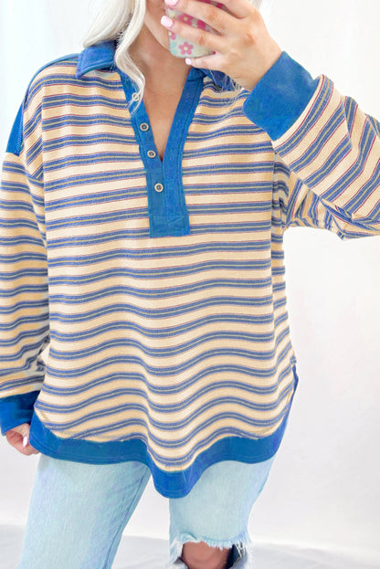 Elowen™ Striped V-Neck Long Sleeve Top
