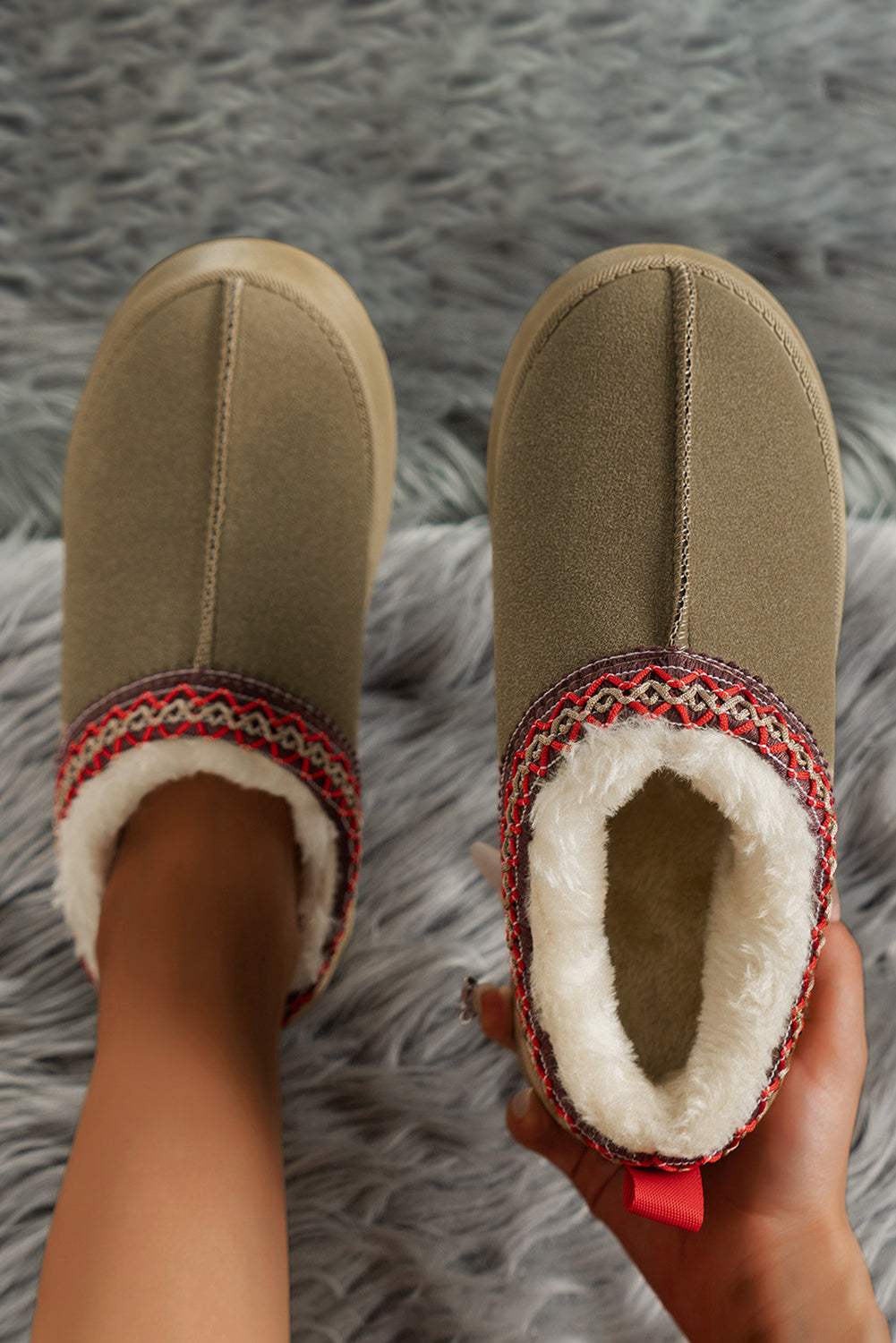 Salviagrön Suede Plush Winter Boots