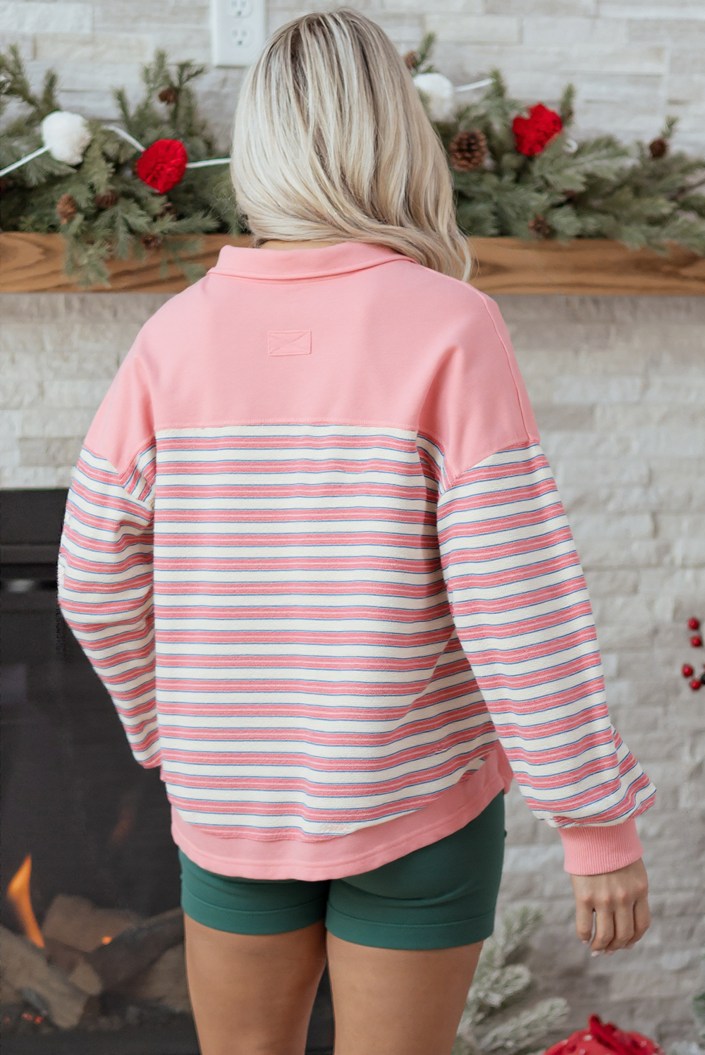 Elowen™ Striped V-Neck Long Sleeve Top
