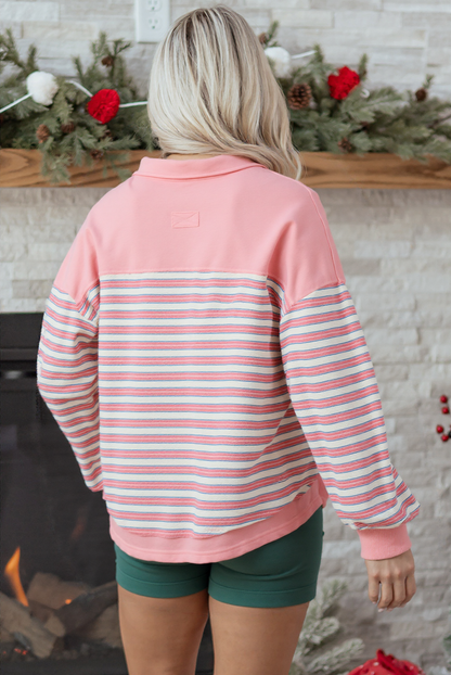 Elowen™ Striped V-Neck Long Sleeve Top