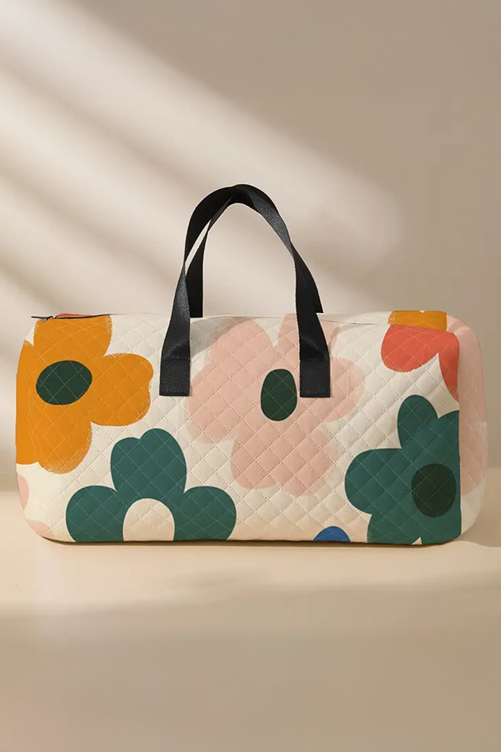 Quiltad blommig duffelväska