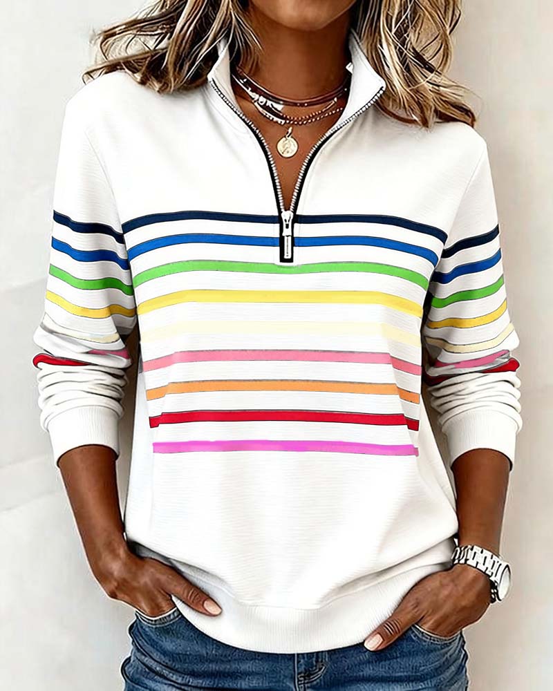 Riley™ | Sweatshirt with Rainbow Stripes