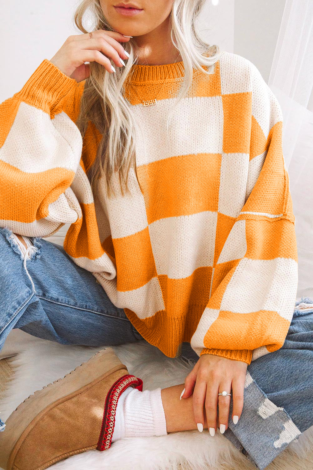 Wilder™ – Check Knit Bishop Sweater