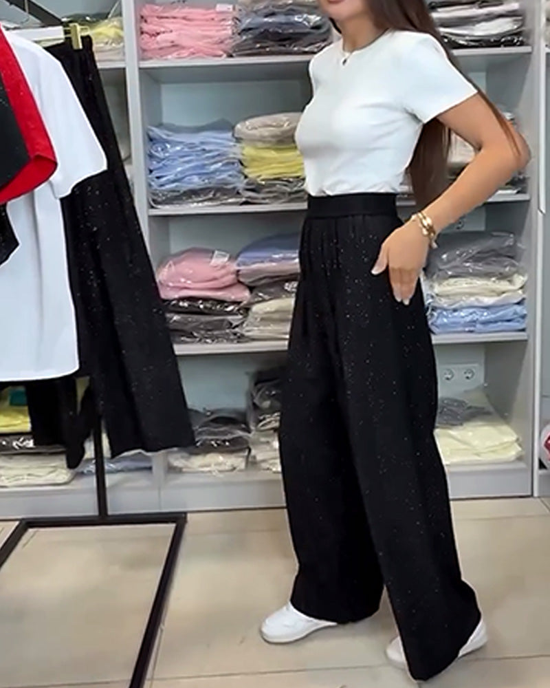 Stella Noir™ | Sequin Wide Leg Pants