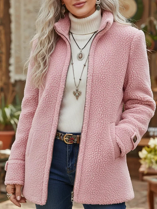 Chanelle | Lambswool-Feel Stand Collar Jacket