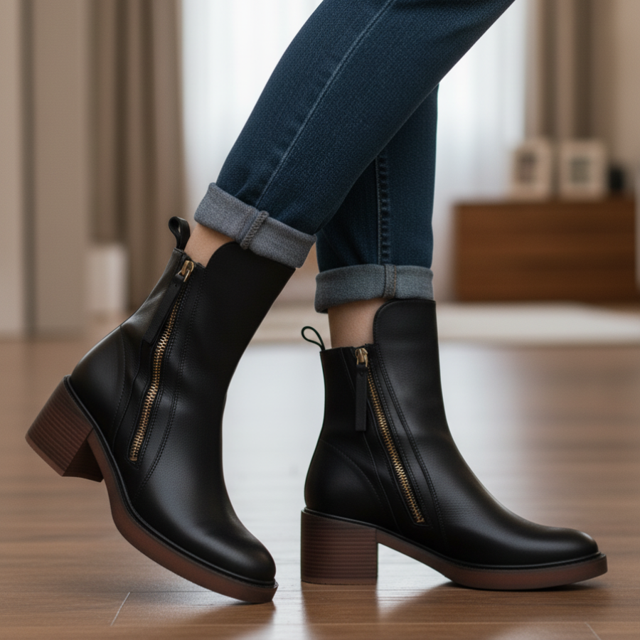 Anna™ | Eleganta ankelboots i läder