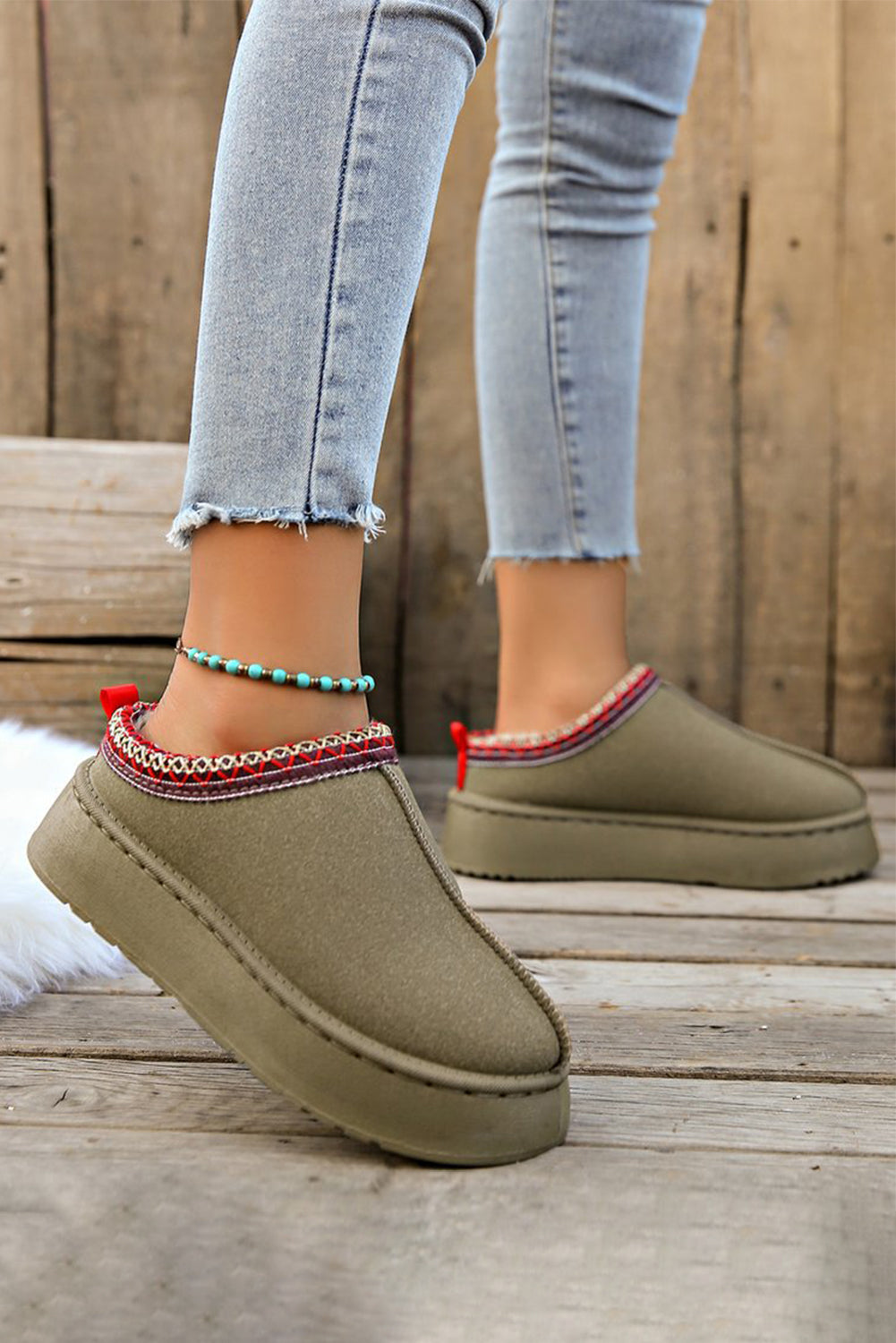 Salviagrön Suede Plush Winter Boots