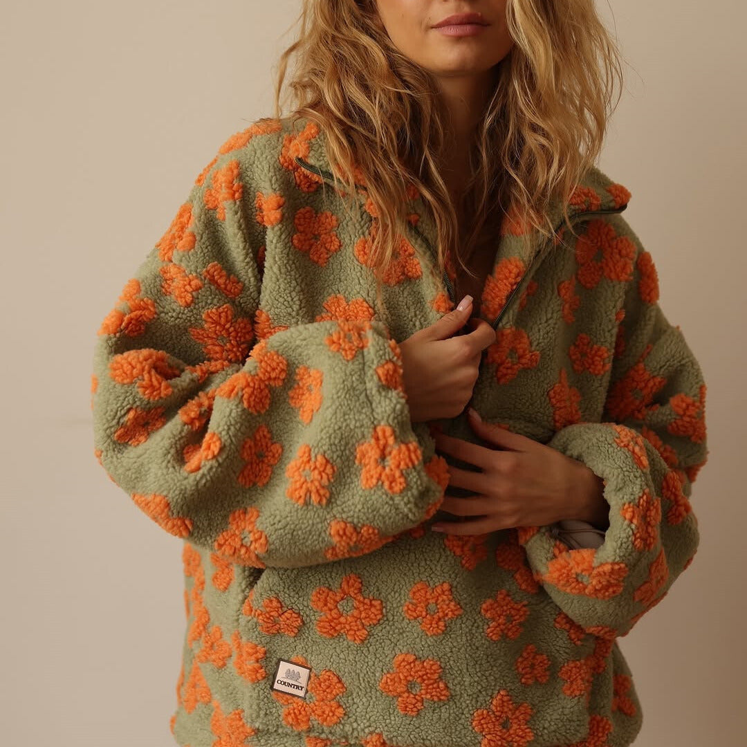 Suzan™ | Sherpa med blommönster