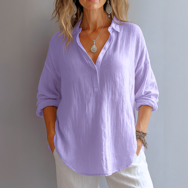 Ondine™ – Elegant Linneskjorta med V-ringning