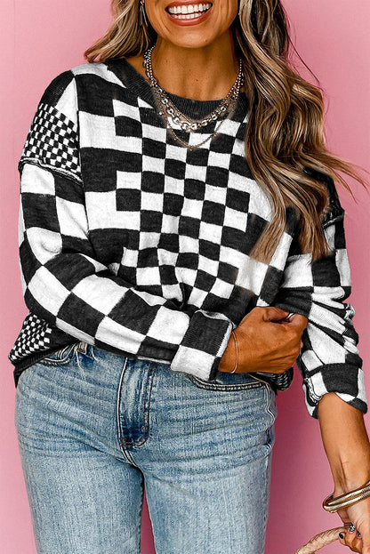 Oaklyn™ – Check Knit Sweater