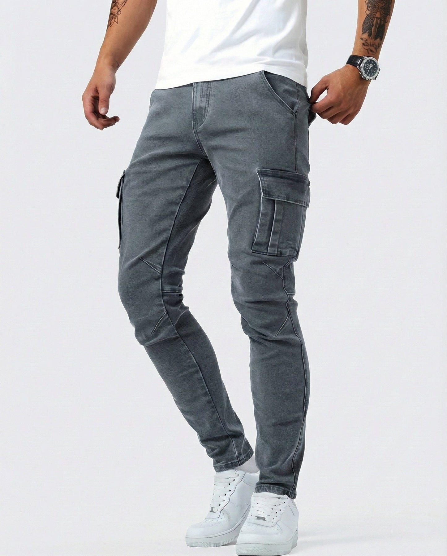 Pantaloni Cargo Marino Elasticizzati