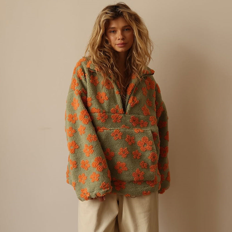 Suzan™ | Sherpa med blommönster